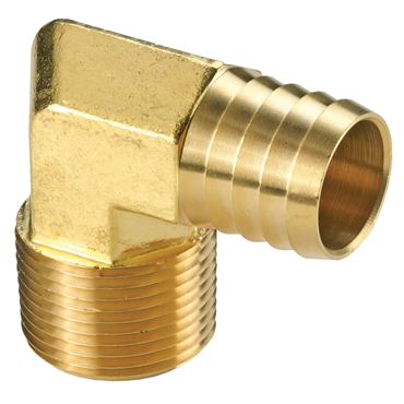 Male NPTF x Hose Barb 90° Brass Elbow